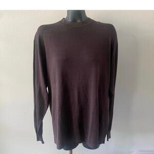 VTG Ryan Harris 2-Ply Silk Sweater Men’s XL Brown Mock Turtleneck OldMoney *FLAW